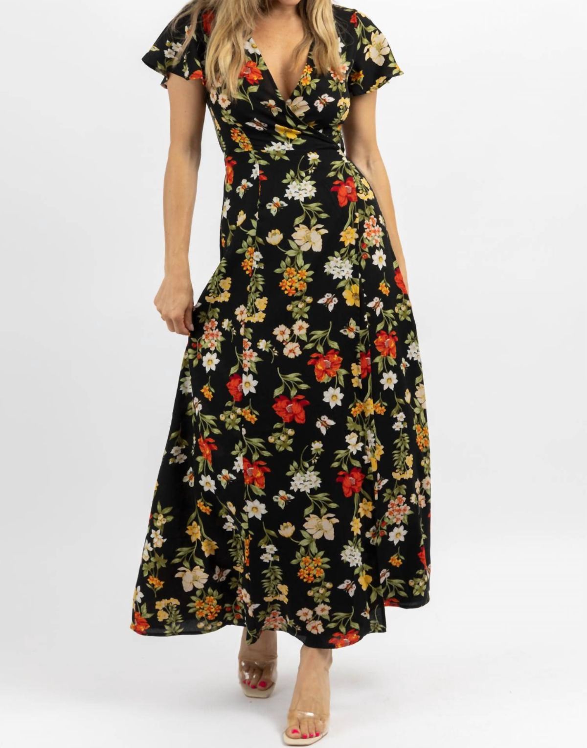 Style 1-100968698-3236 SUGARLIPS Size S Floral Black Floor Length Maxi on Queenly