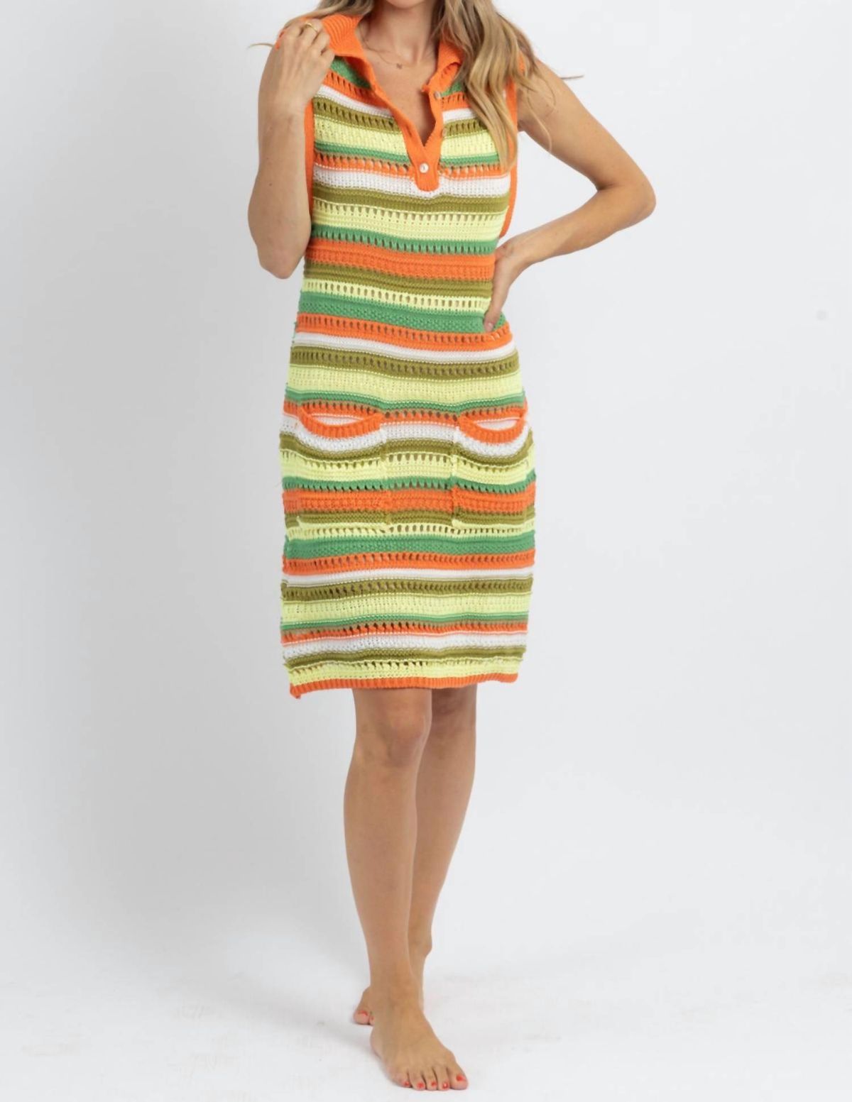 Style 1-1070049304-2901 SUNDAYUP Size M High Neck Multicolor Cocktail Dress on Queenly