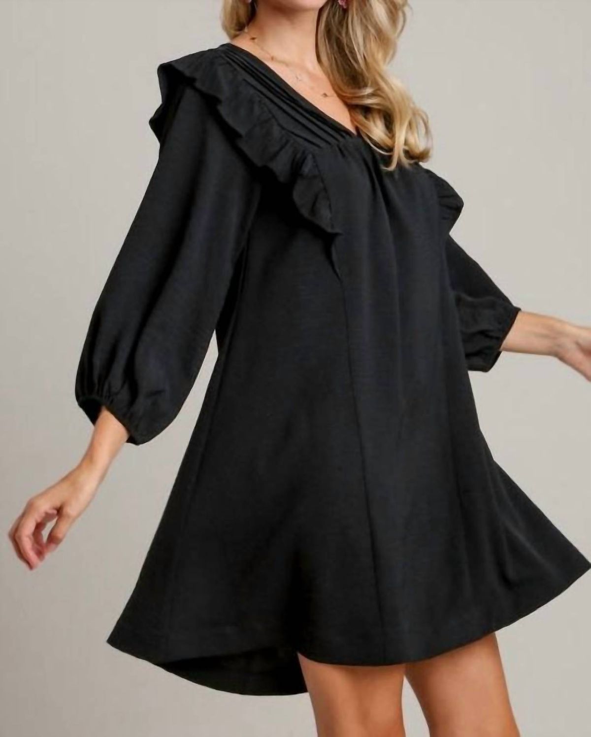 Style 1-1253572286-3775 umgee Size XL Long Sleeve Black Cocktail Dress on Queenly