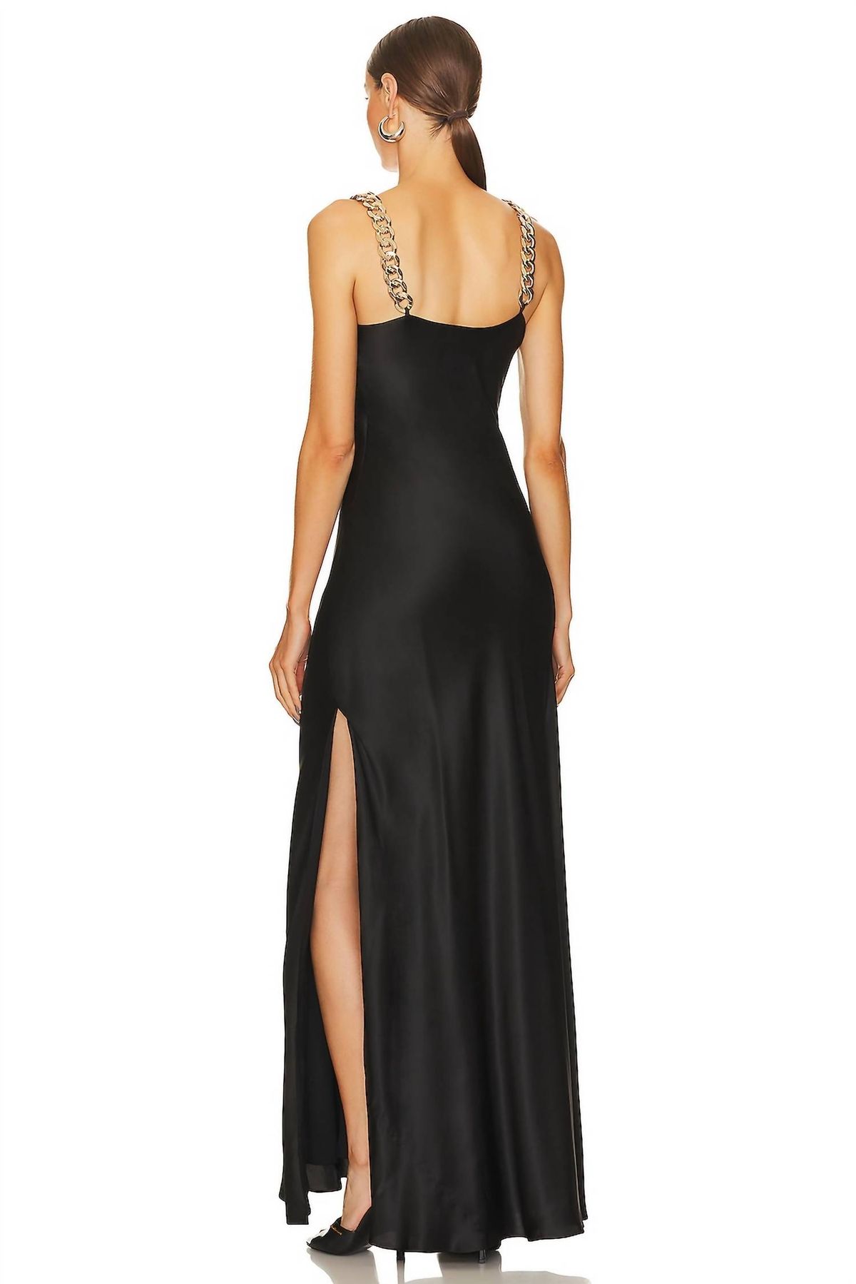 Style 1-1547655571-1901 L'Agence Size 6 Satin Black Side Slit Dress on Queenly