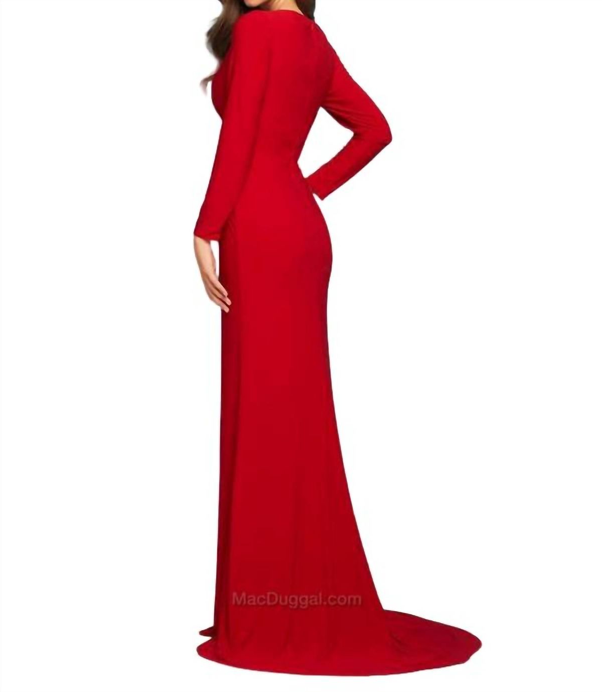 Style 1-1659531329-5 MAC DUGGAL Size 0 Long Sleeve Red Floor Length Maxi on Queenly