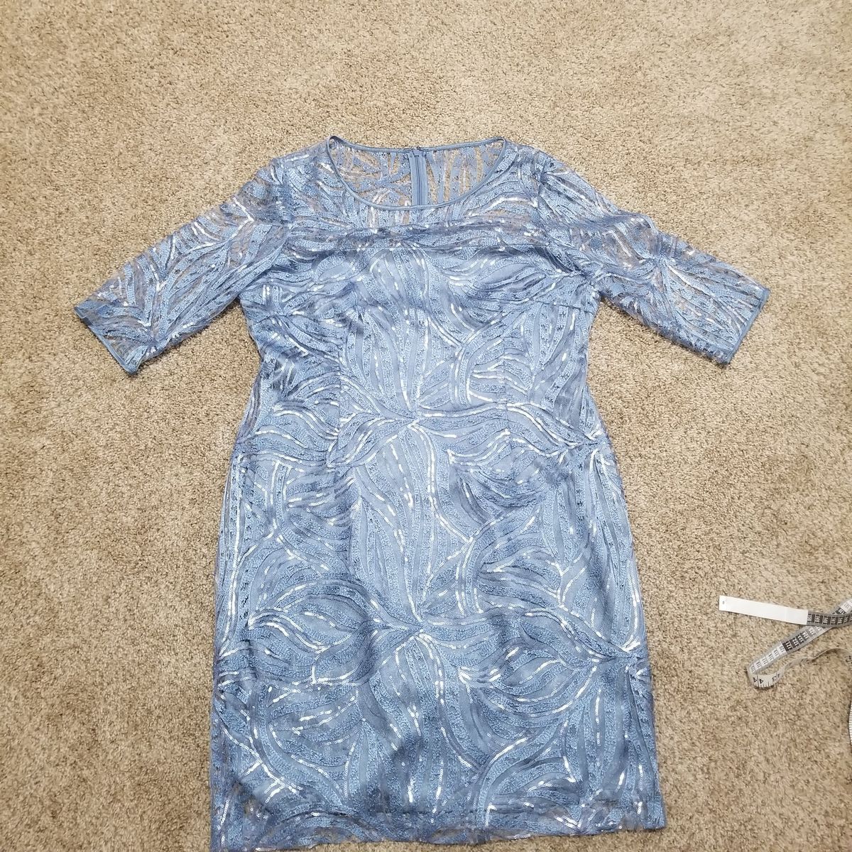 Tahari ASL Plus Size 16 Pageant Interview Lace Light Blue Cocktail Dress on Queenly