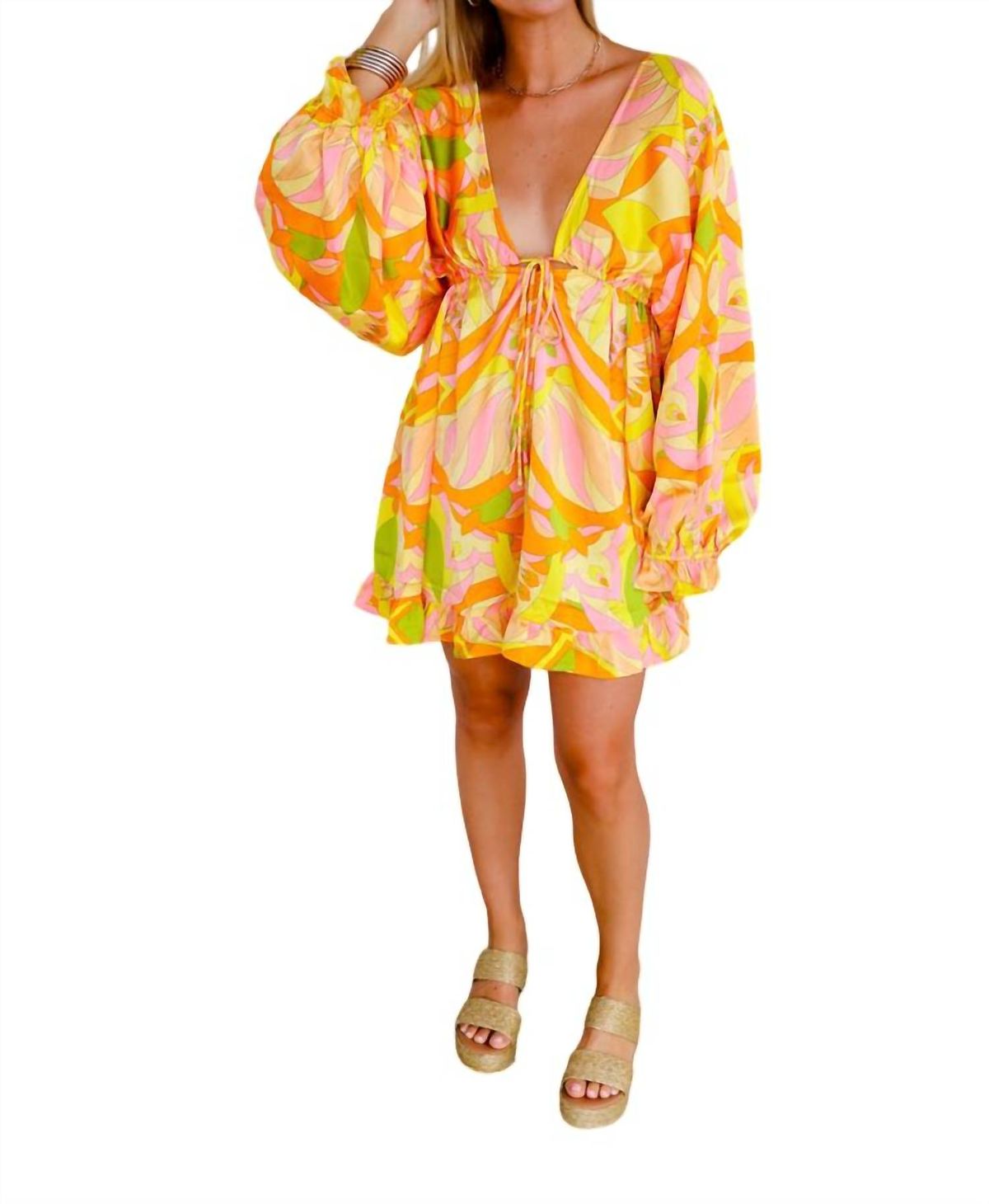 Style 1-2164545237-2791 Meet Me in Santorini Size L Long Sleeve Yellow Cocktail Dress on Queenly