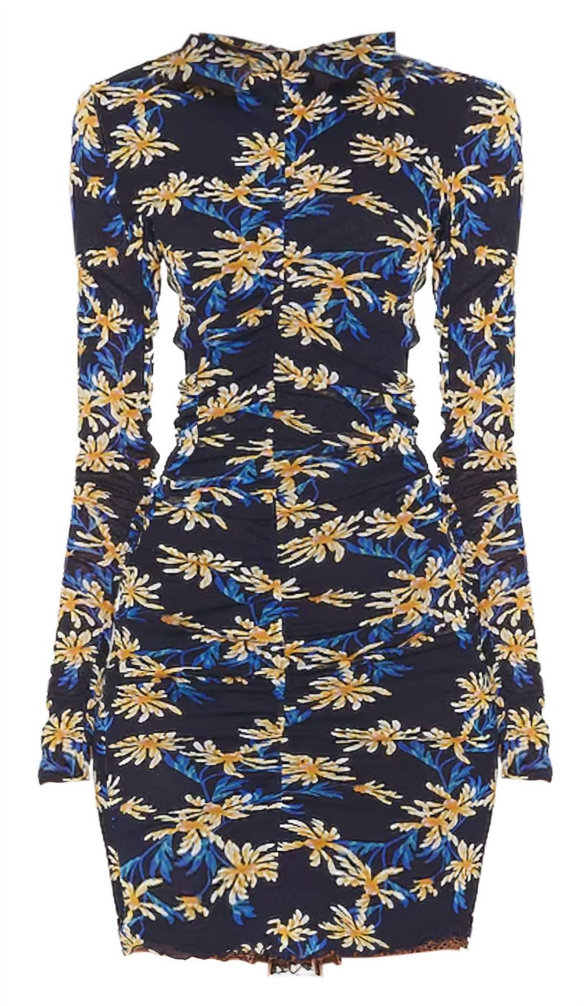 Style 1-2190616881-3236 Diane von Furstenberg Size S Floral Navy Blue Cocktail Dress on Queenly