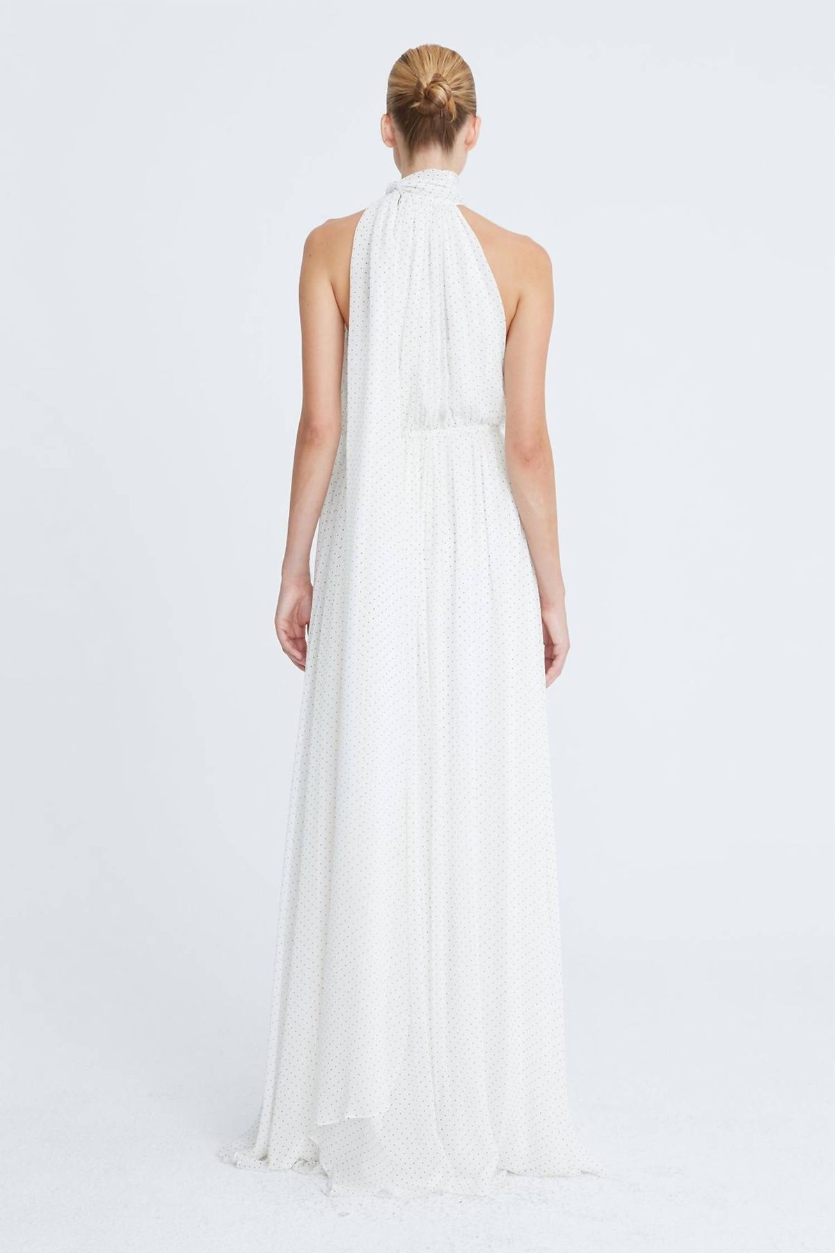 Style 1-2593887249-1498 HALSTON HERITAGE Size 4 High Neck White Floor Length Maxi on Queenly