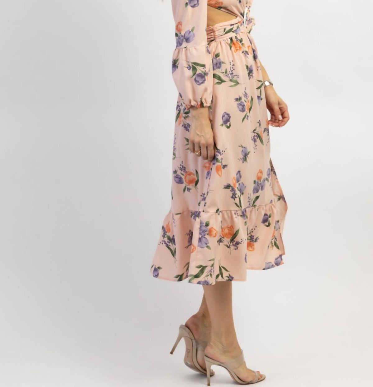 Style 1-259631249-3236 SUNDAYUP Size S Long Sleeve Floral Pink Cocktail Dress on Queenly