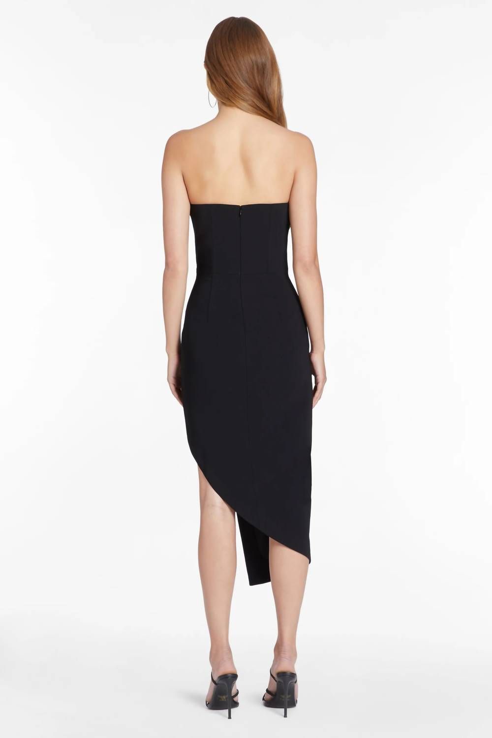 Style 1-2769219086-2696 Amanda Uprichard Size L Strapless Sequined Black Cocktail Dress on Queenly