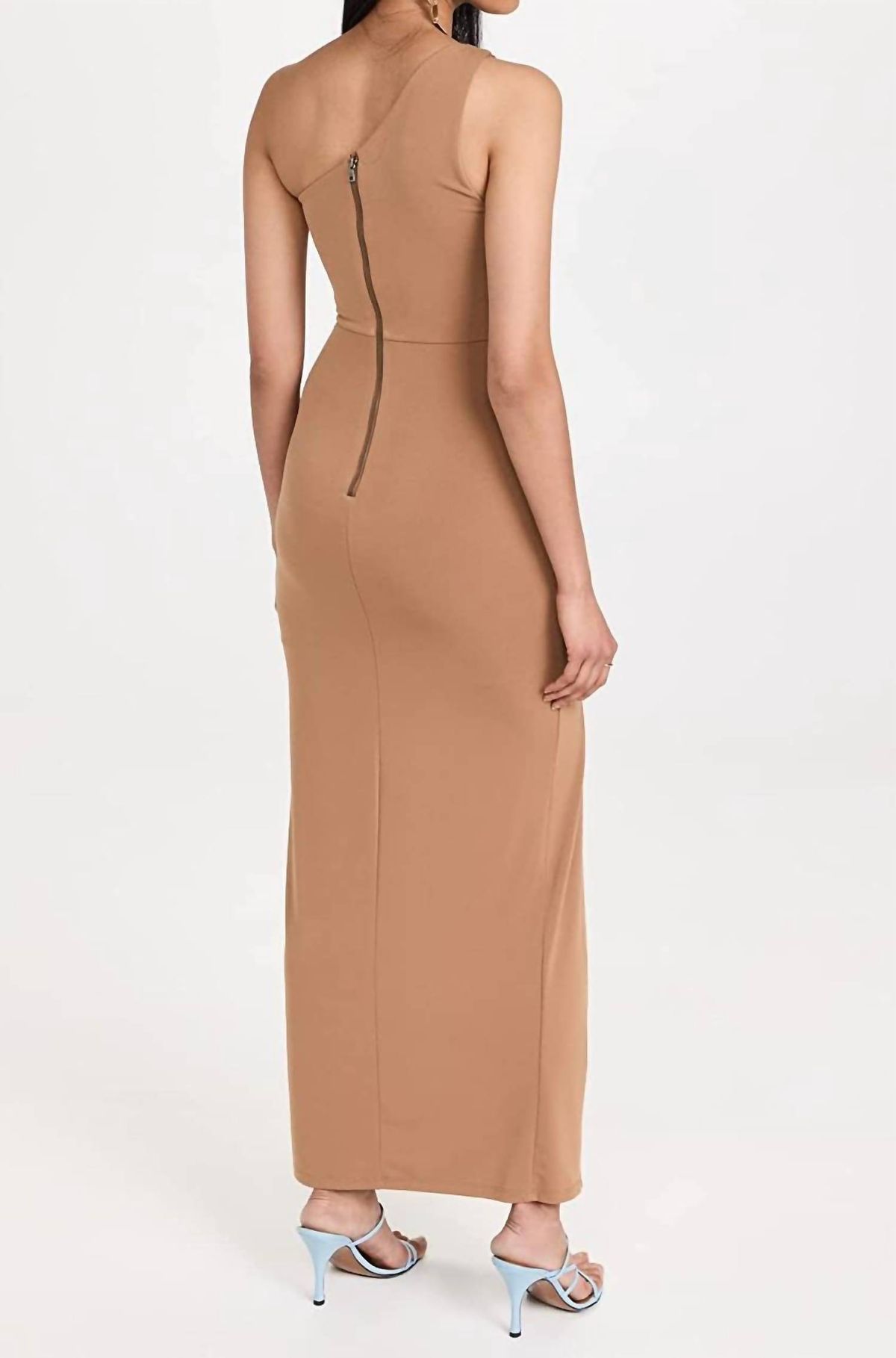 Style 1-3932531285-649 alice + olivia Size 2 One Shoulder Nude Cocktail Dress on Queenly