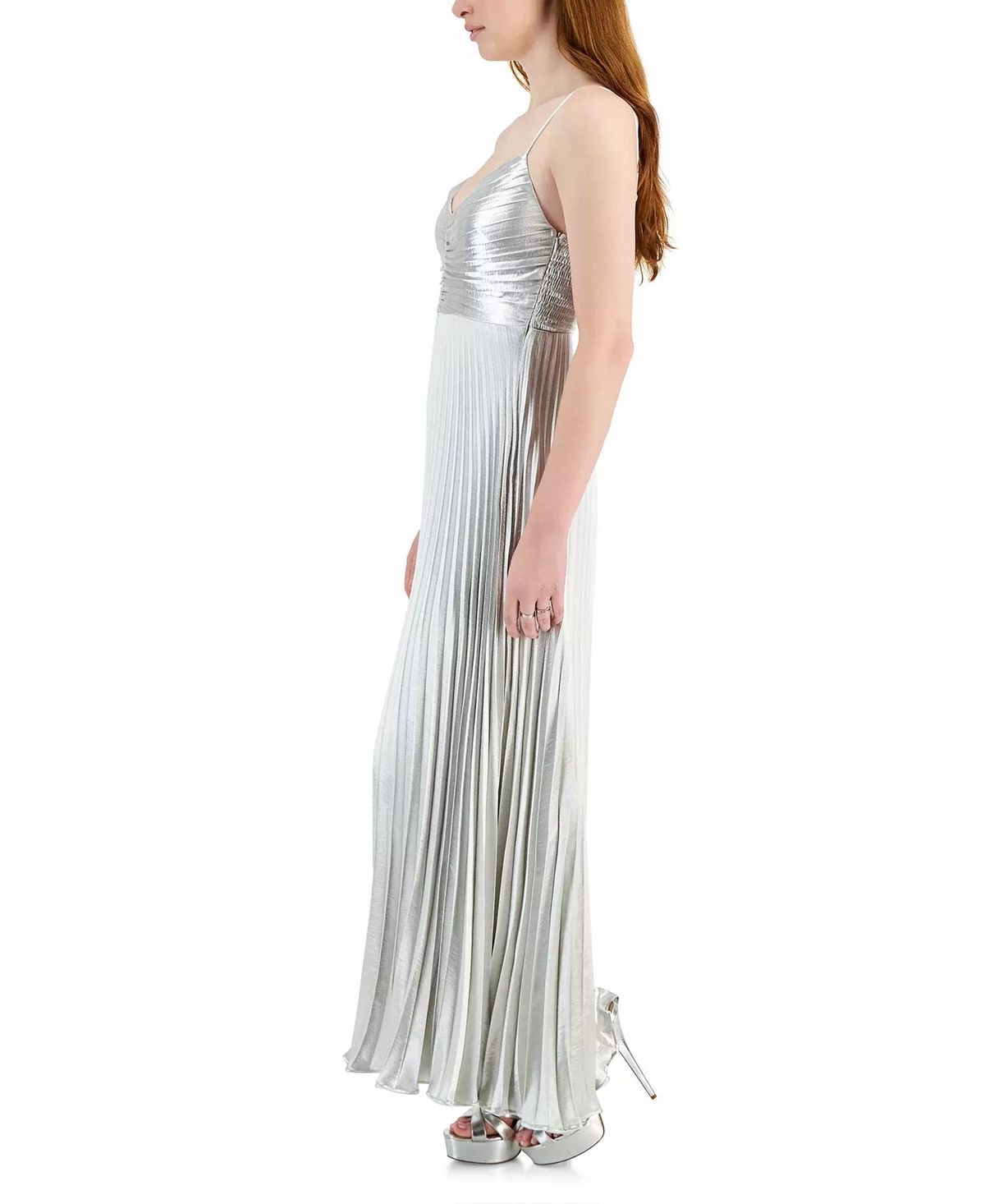 Style 1-4080700465-2791 LUCY PARIS Size L Silver Floor Length Maxi on Queenly