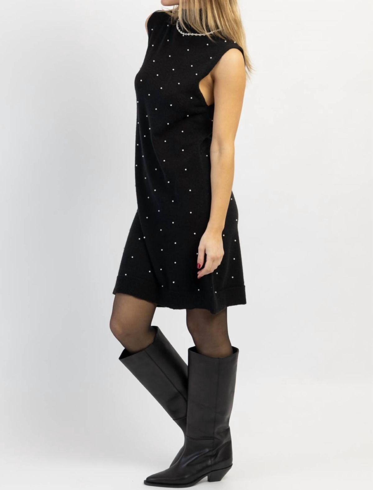 Style 1-4172124261-2696 SUNDAYUP Size L High Neck Sequined Black Cocktail Dress on Queenly