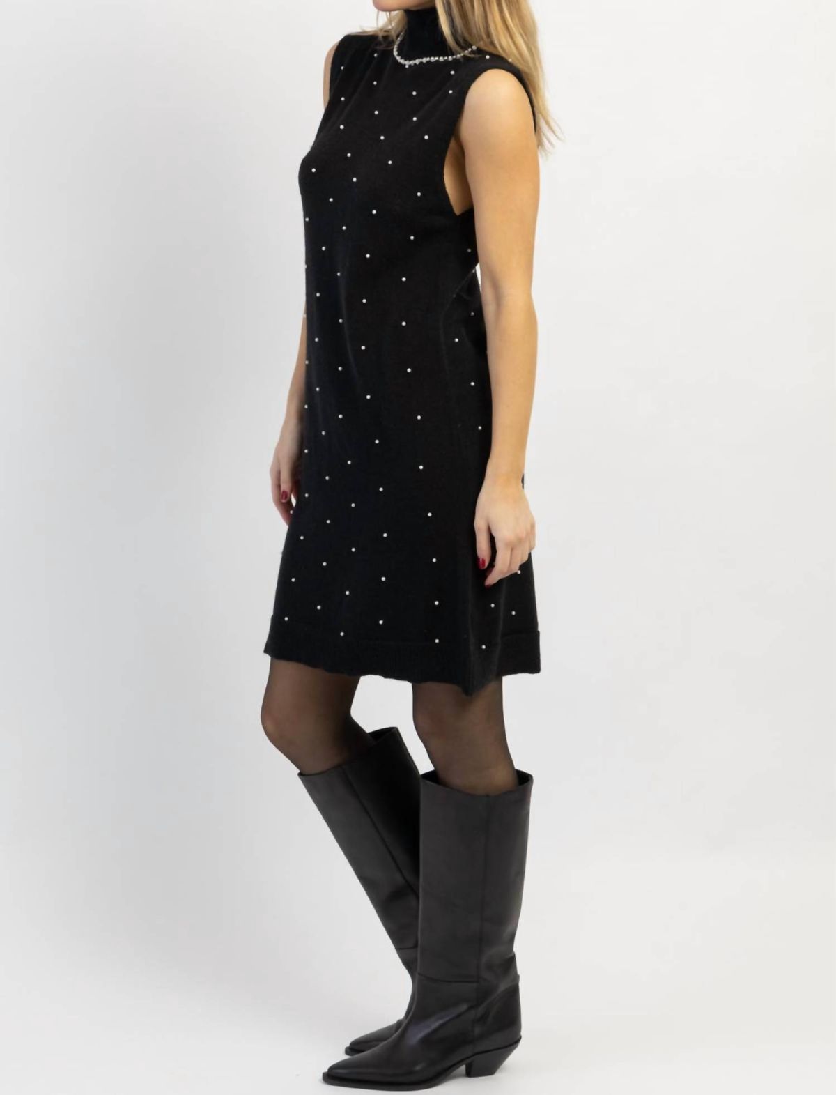 Style 1-4172124261-2901 SUNDAYUP Size M High Neck Sequined Black Cocktail Dress on Queenly