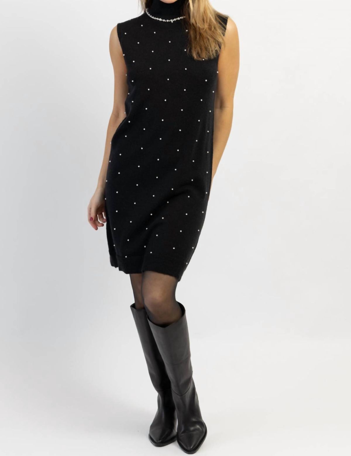 Style 1-4172124261-3236 SUNDAYUP Size S High Neck Sequined Black Cocktail Dress on Queenly
