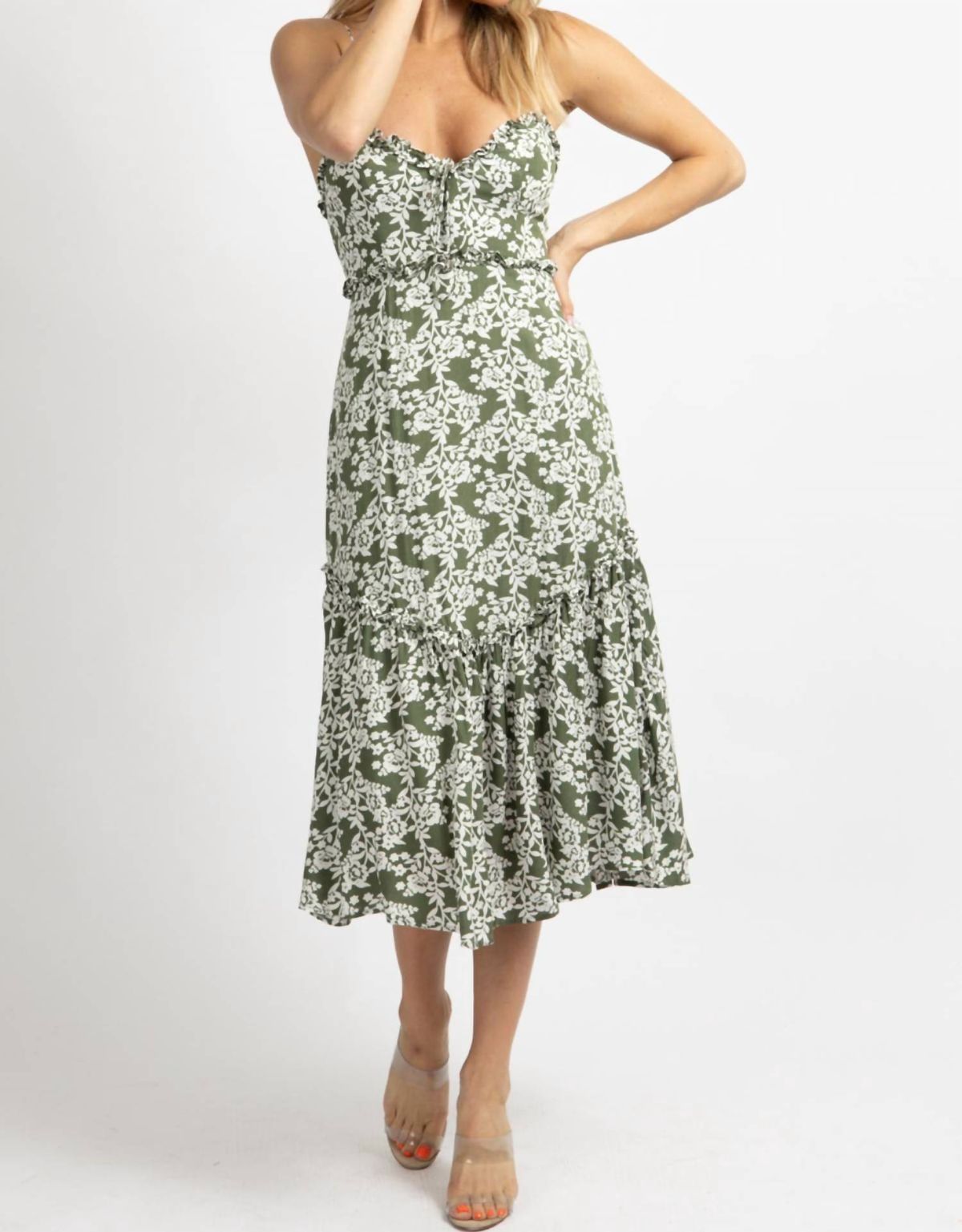 Style 1-4177128244-3855 One and Only Collective Size XS Floral Green Cocktail Dress on Queenly