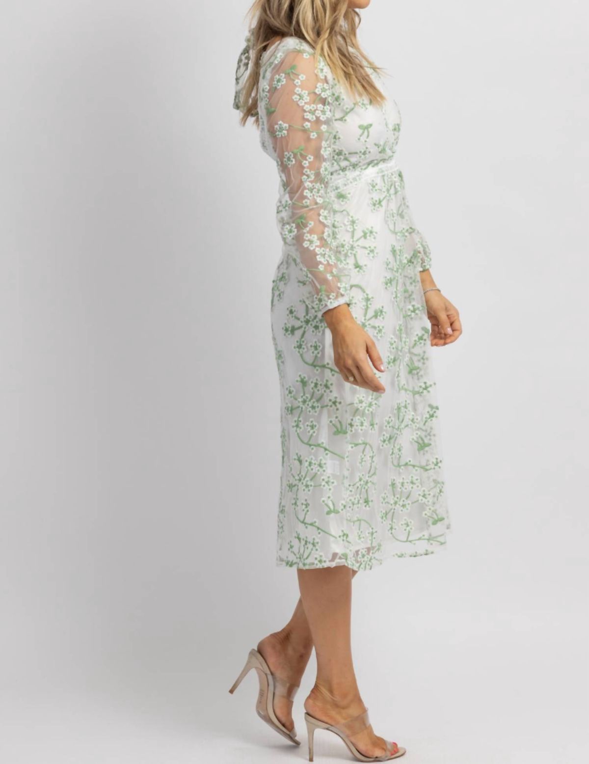 Style 1-537820577-2696 SUNDAYUP Size L Long Sleeve Sheer White Cocktail Dress on Queenly