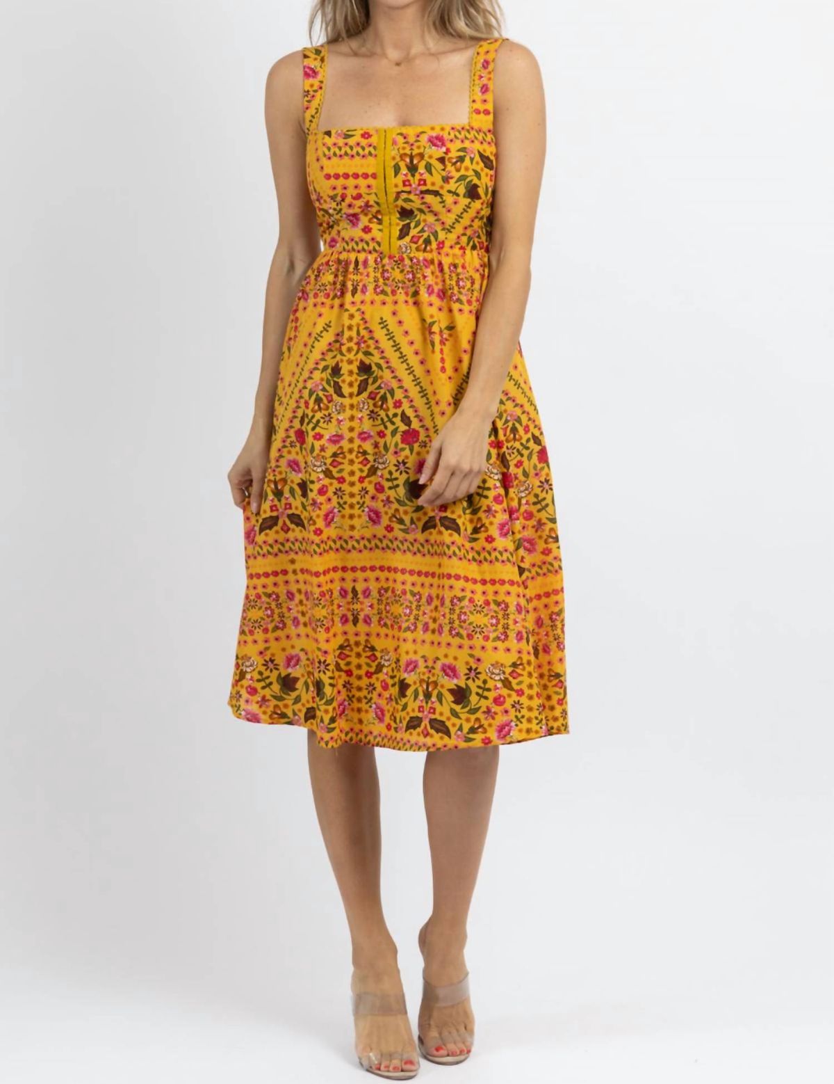 Style 1-606229934-3236 OLIVACEOUS Size S Floral Yellow Cocktail Dress on Queenly