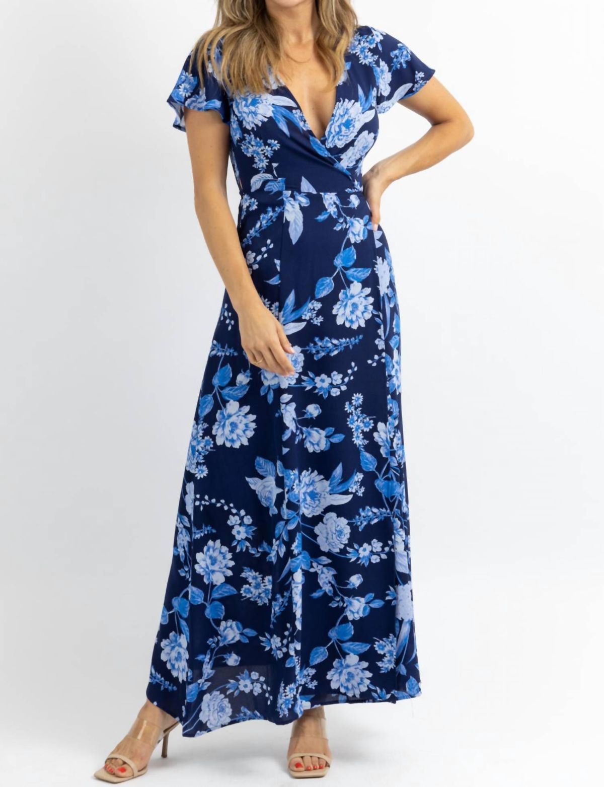 Style 1-646295840-3236 SUGARLIPS Size S Floral Blue Floor Length Maxi on Queenly