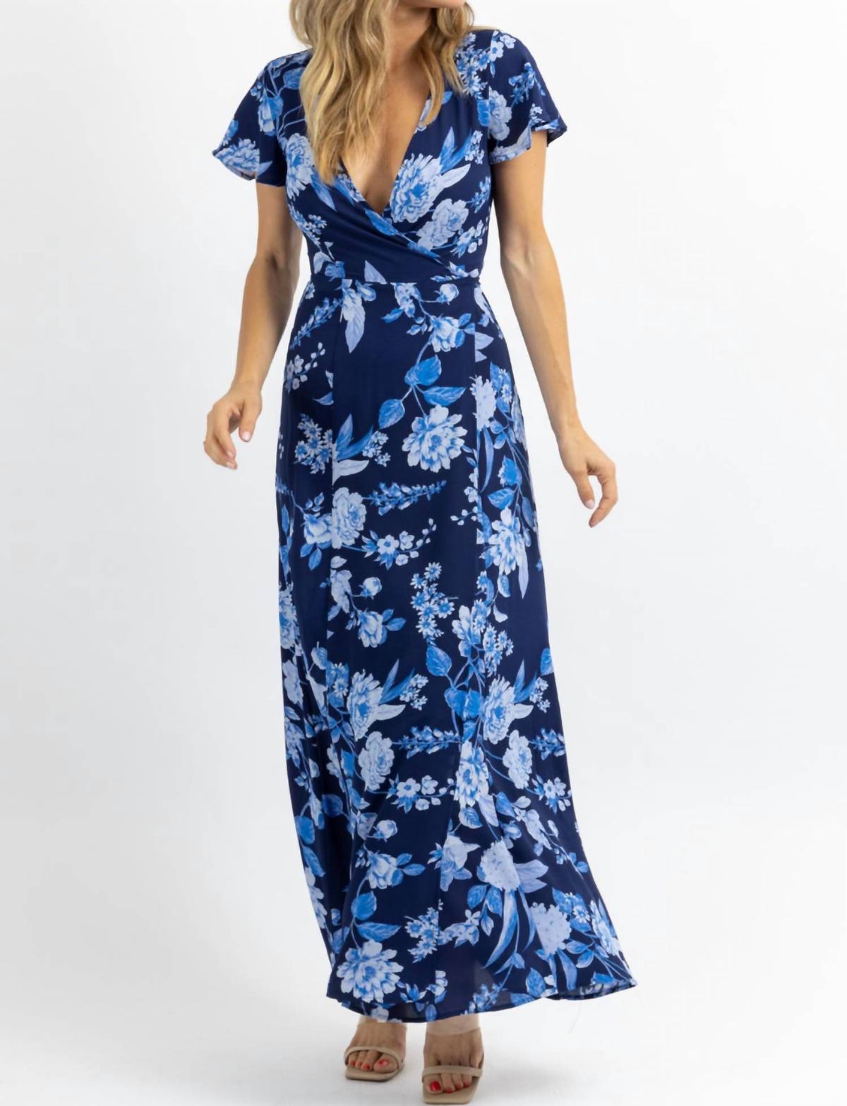 Style 1-646295840-3236 SUGARLIPS Size S Floral Blue Floor Length Maxi on Queenly