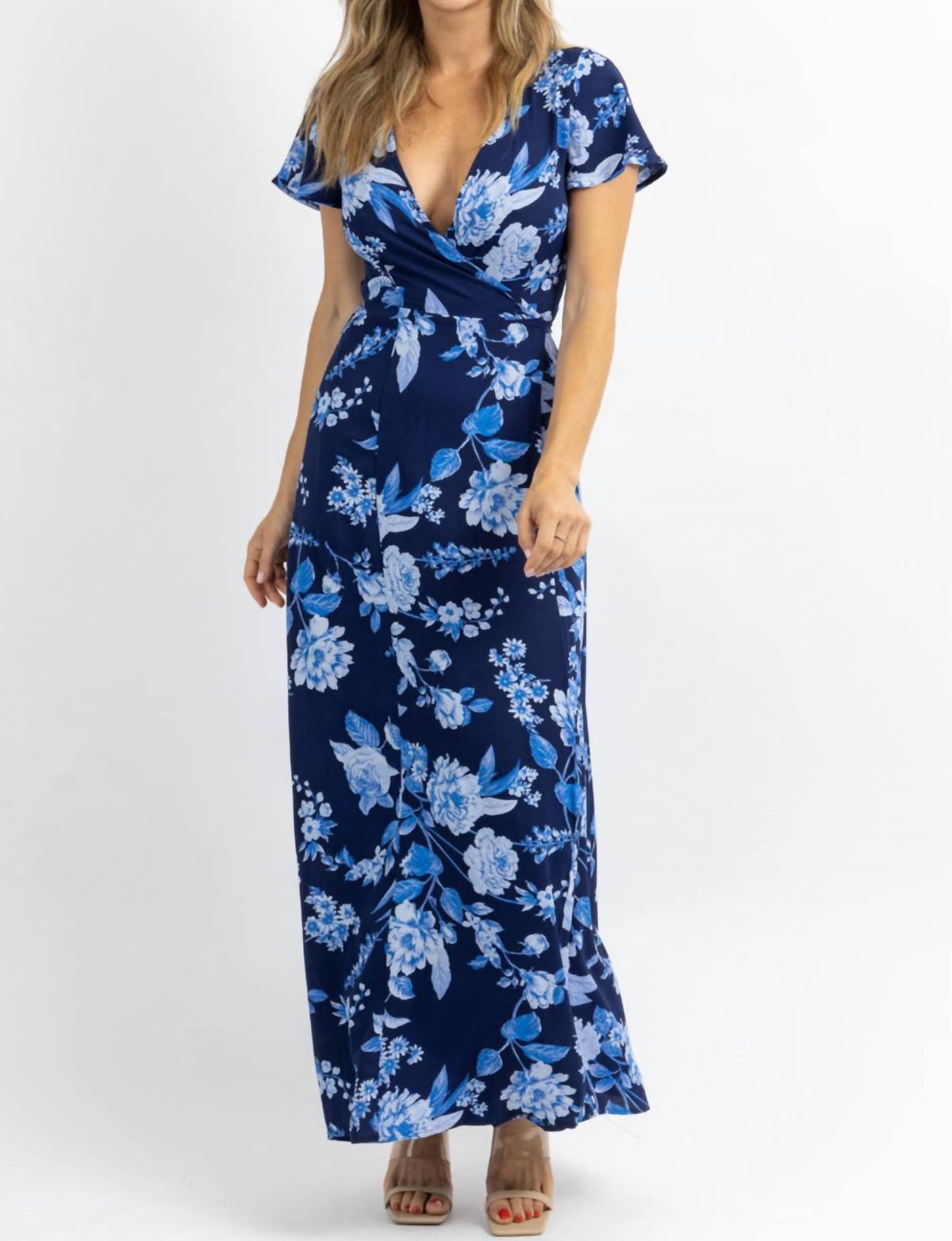 Style 1-646295840-3855 SUGARLIPS Size XS Floral Blue Floor Length Maxi on Queenly