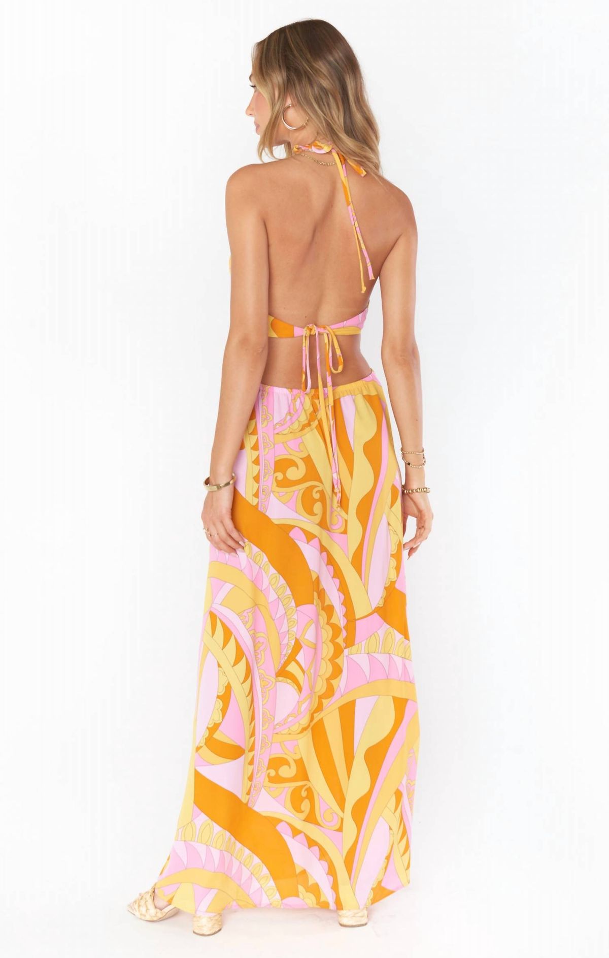 Style 1-659549370-3899 Show Me Your Mumu Size XS Halter Yellow Floor Length Maxi on Queenly