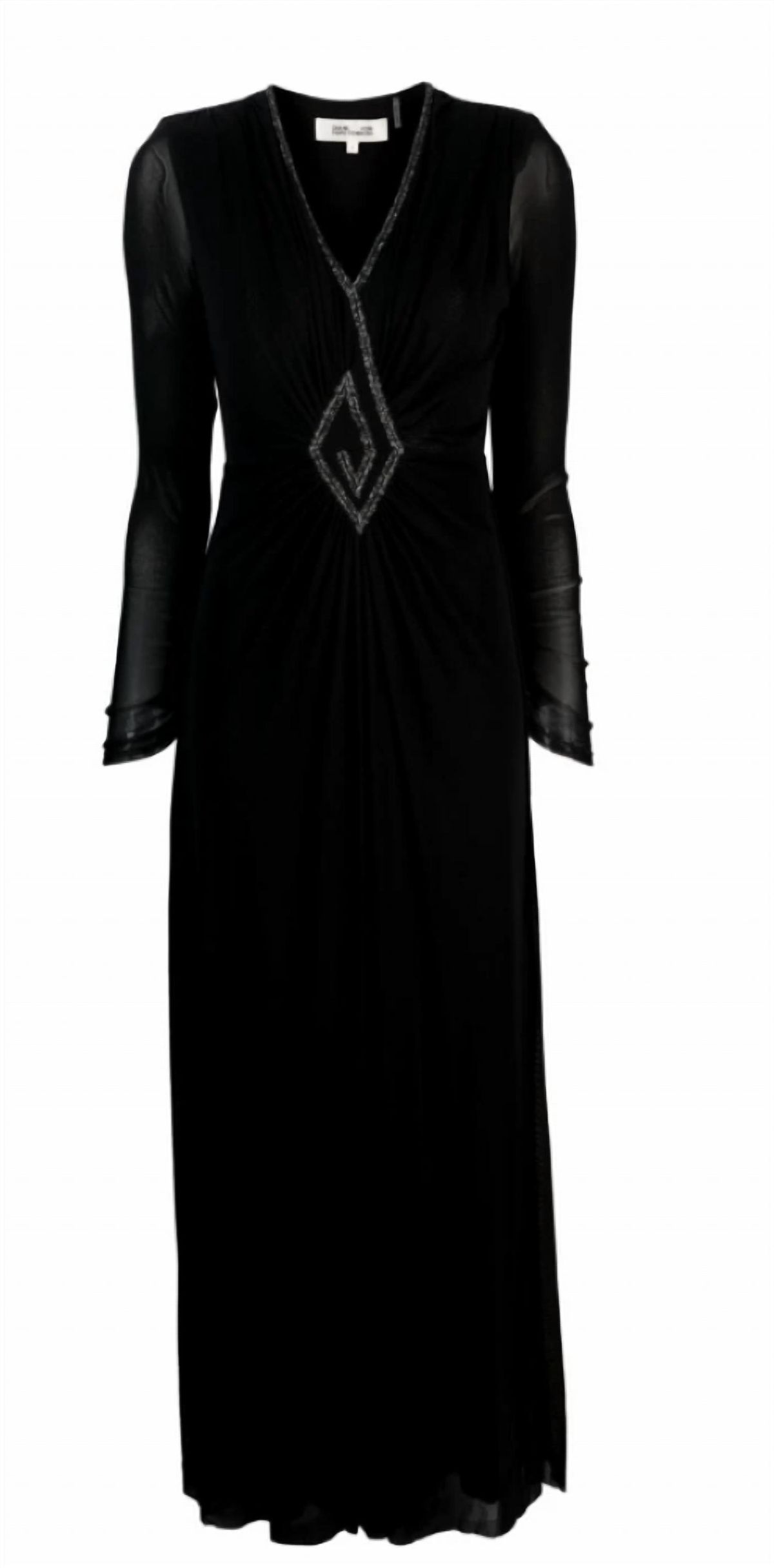 Style 1-722644917-3236 Diane von Furstenberg Size S Sheer Black Floor Length Maxi on Queenly