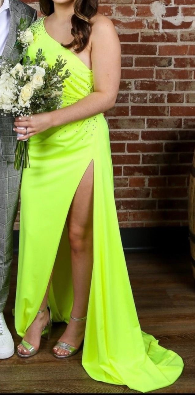 Clarisse Size 2 Prom One Shoulder Green Side Slit Dress on Queenly