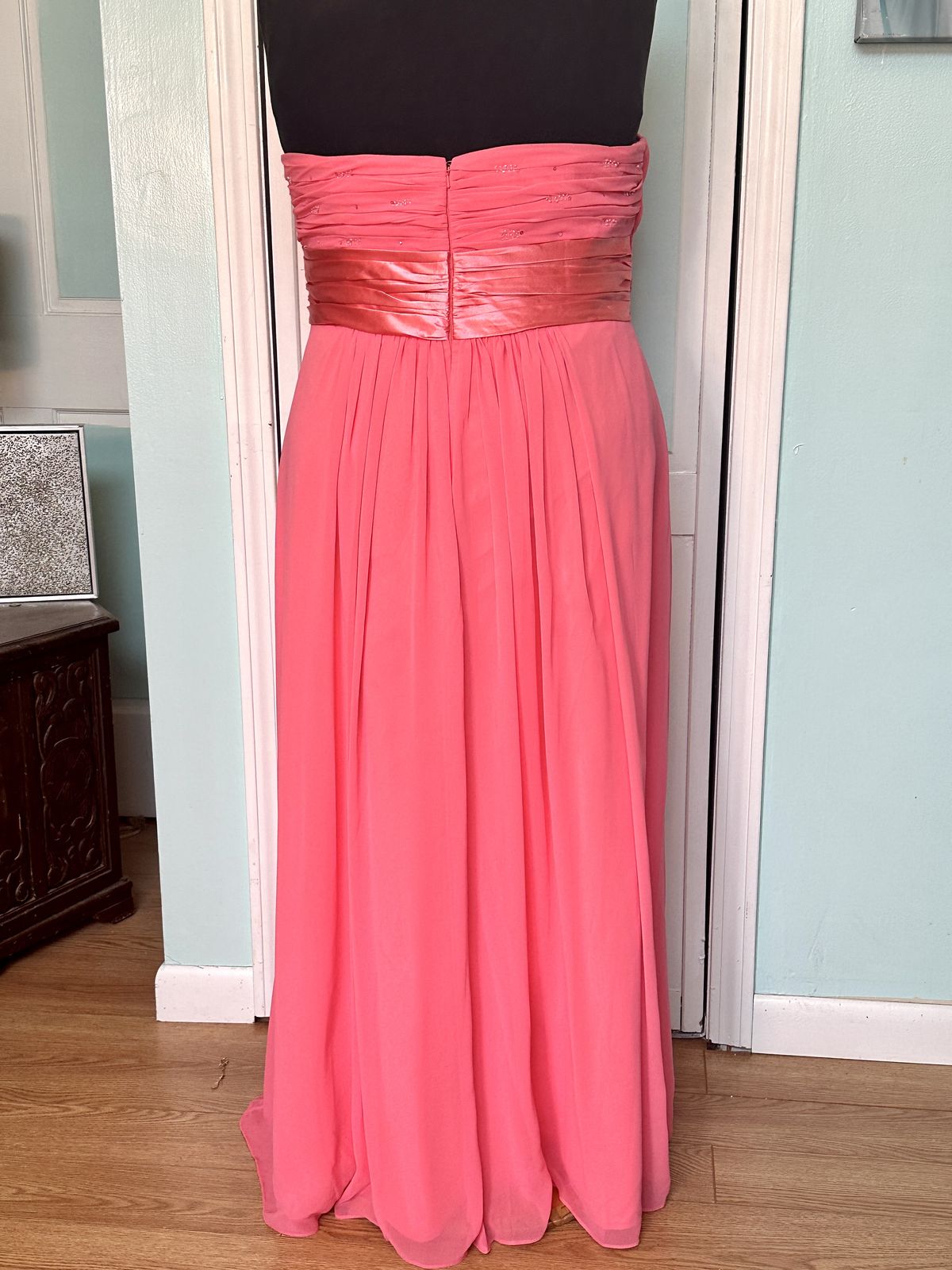 Style 1258 Bill Levkoff Plus Size 20 Wedding Guest Strapless Coral A-line Dress on Queenly