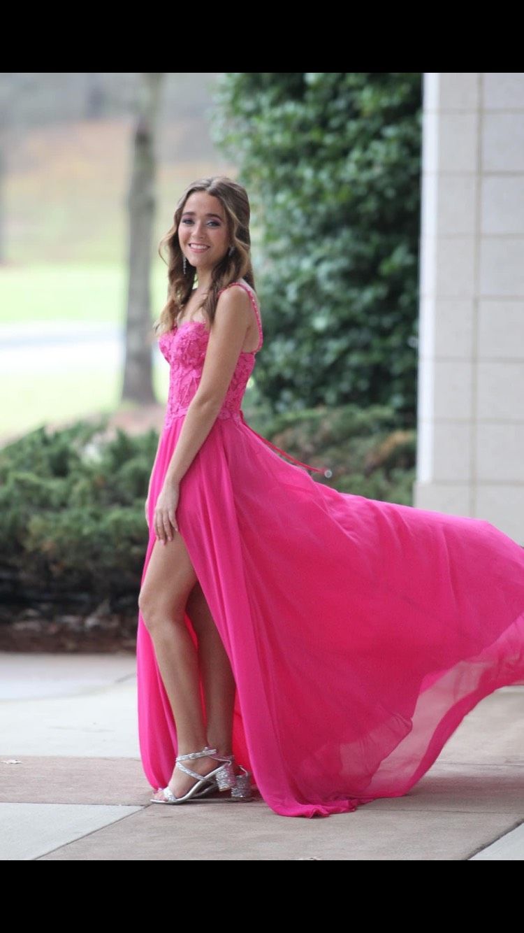 Size XS Prom Off The Shoulder Pink Dress With Train on Queenly