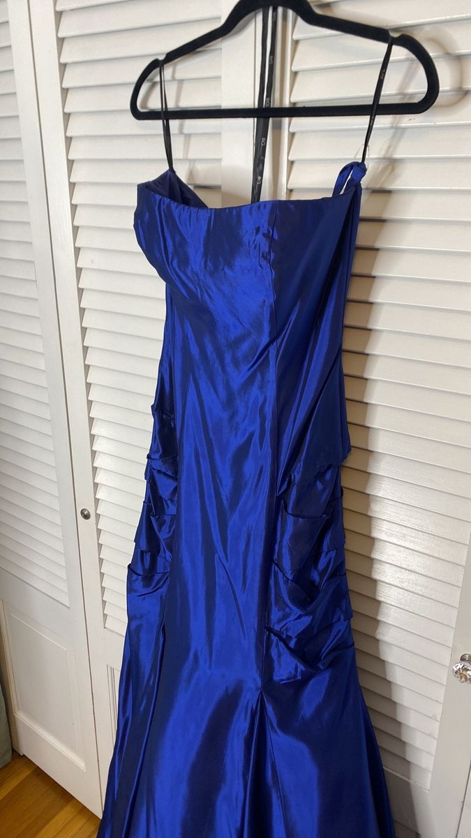 BG Haute Size 10 Prom Strapless Navy Blue Ball Gown on Queenly