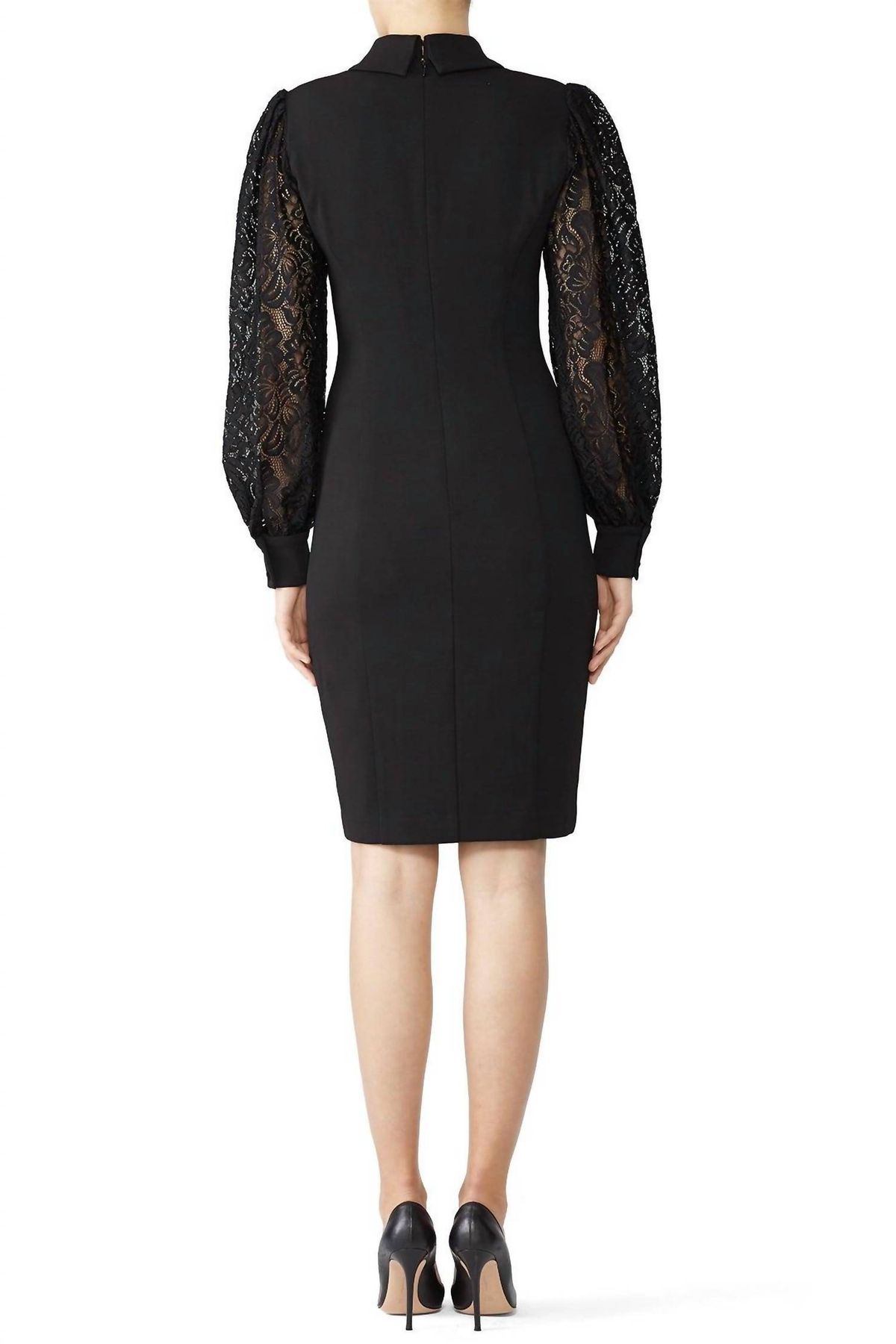 Style 1-1843936300-1498-1 BADGLEY MISCHKA Size 4 Long Sleeve Lace Black Cocktail Dress on Queenly