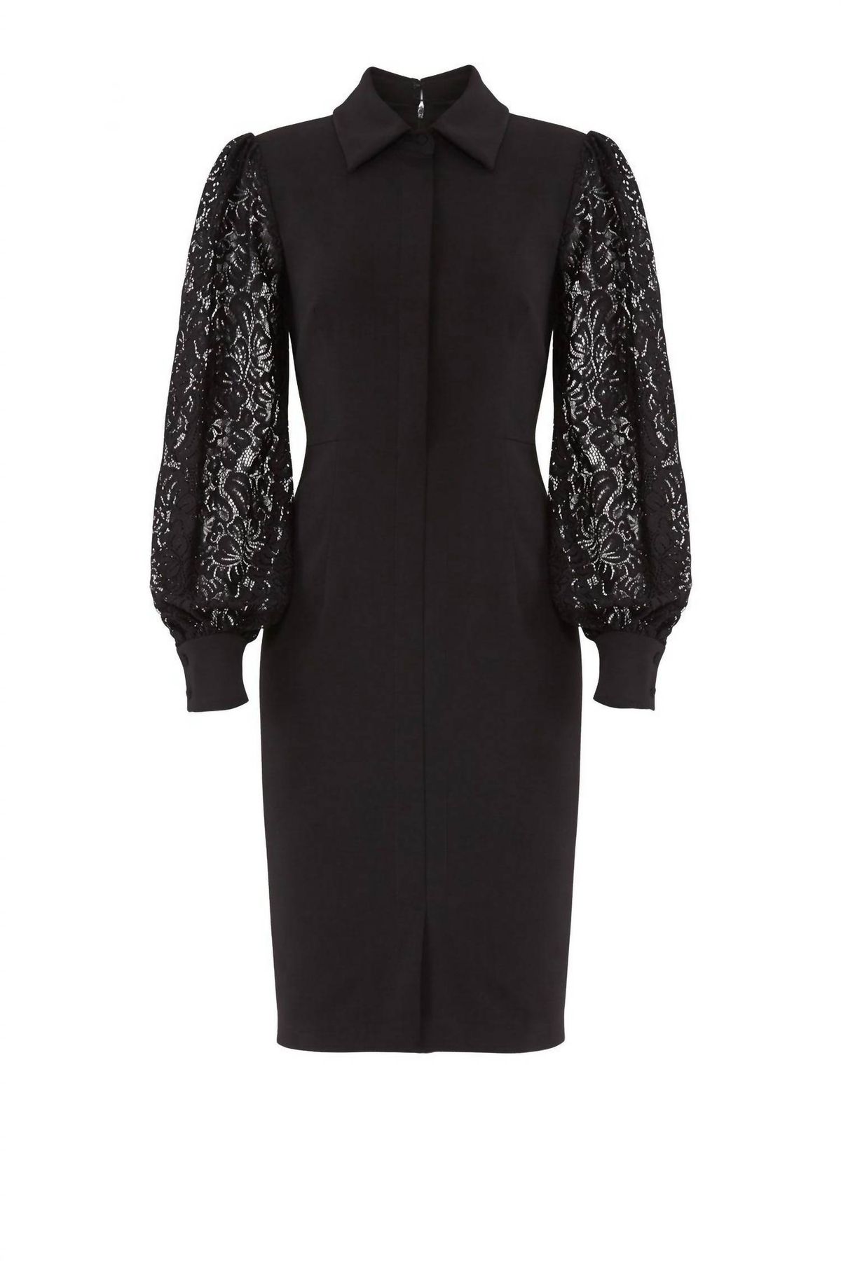 Style 1-1843936300-1901-1 BADGLEY MISCHKA Size 6 Long Sleeve Lace Black Cocktail Dress on Queenly