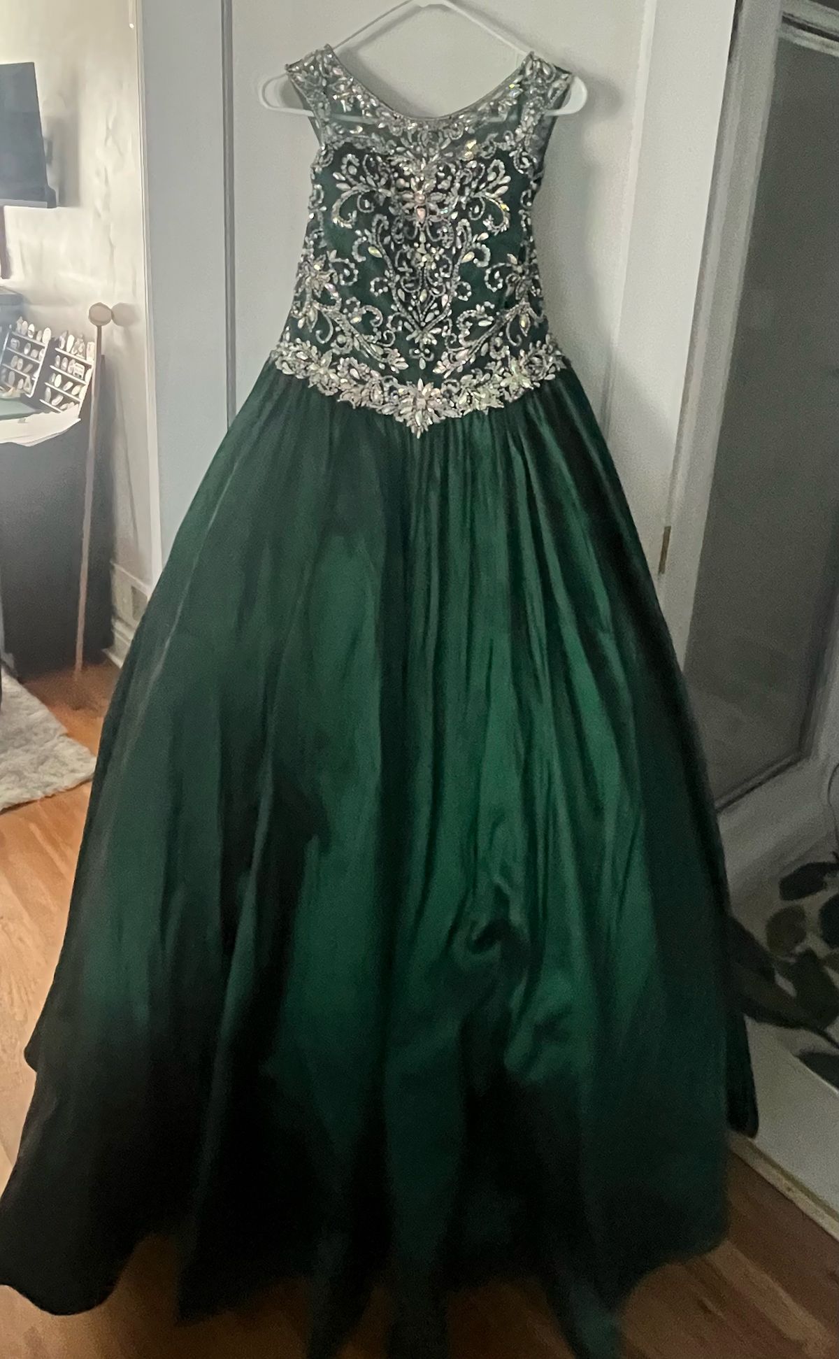 Style Sugar kayne Johnathan Kayne Girls Size 14 Pageant Emerald Green Ball Gown on Queenly