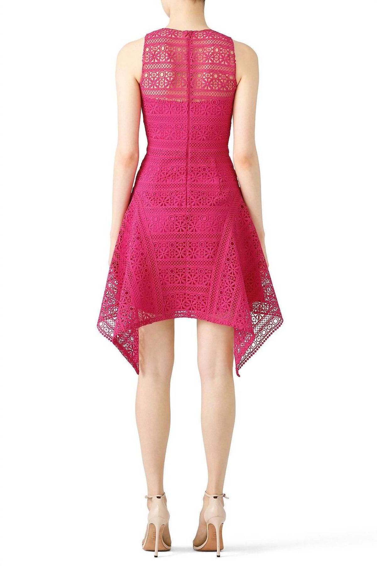Style 1-959819759-1498-1 THEIA Size 4 Lace Pink Cocktail Dress on Queenly