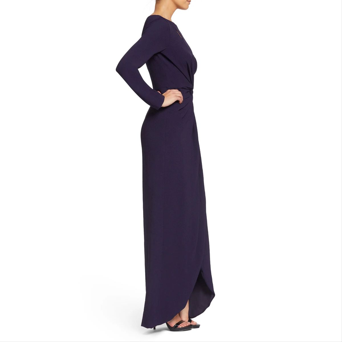 Style Naomi Dress the Population Size 8 Long Sleeve Sequined Purple Side Slit Dress on Queenly