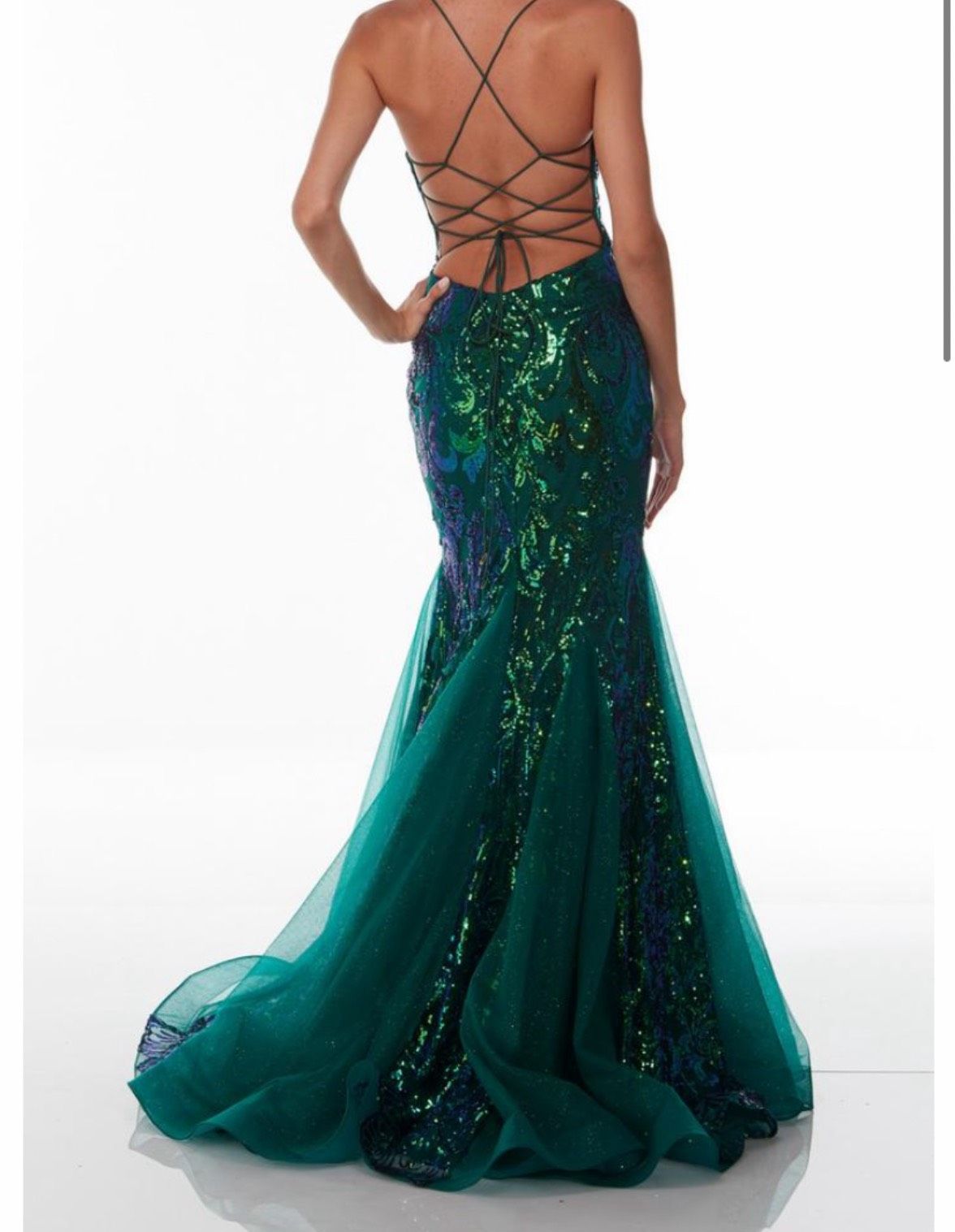 Style 61201 Alyce Paris Size 4 Prom Plunge Multicolor Mermaid Dress on Queenly