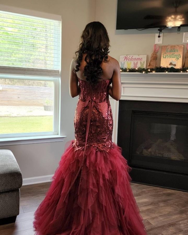 Style 2067 Colors Size 6 Prom Strapless Red Mermaid Dress on Queenly