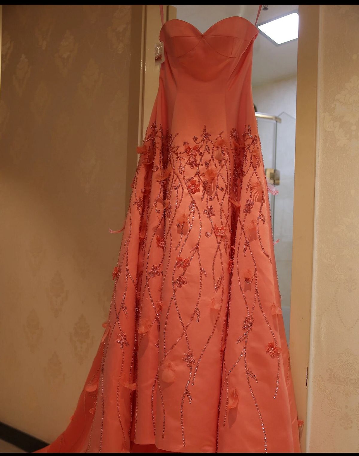 Size 10 Strapless Orange Mermaid Dress on Queenly
