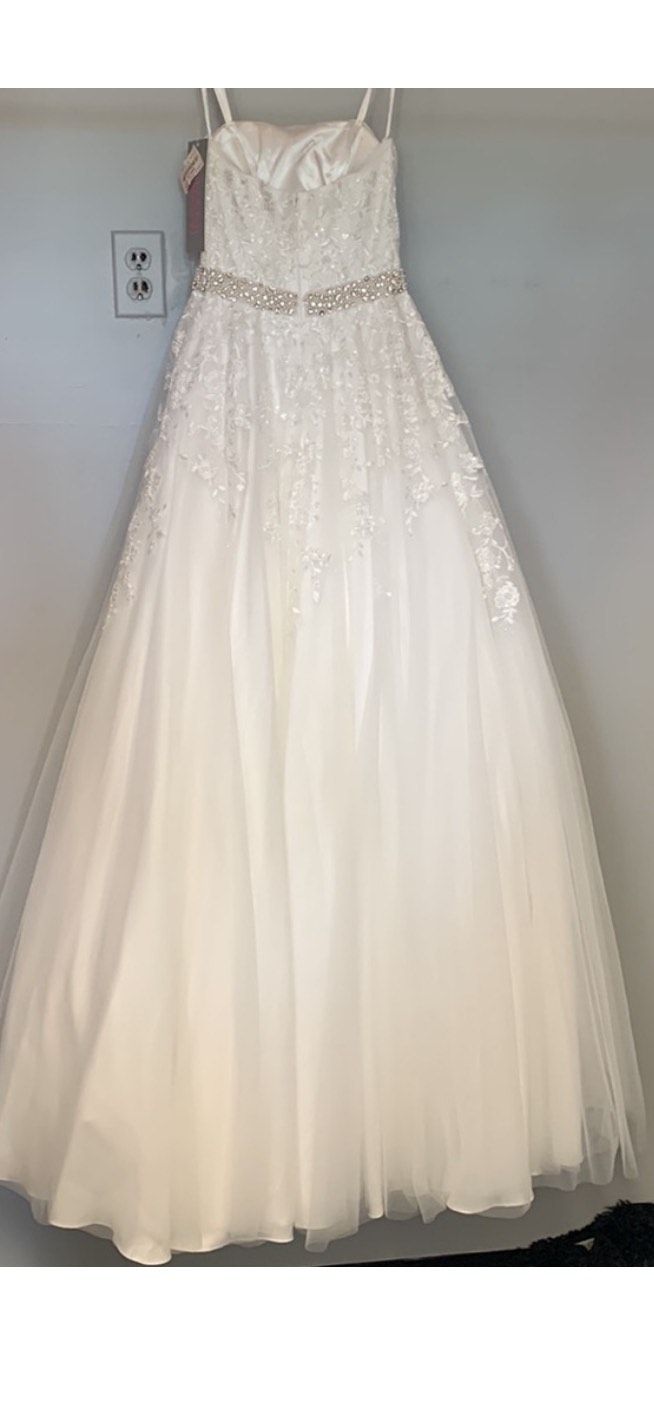 Jovani Size 00 Wedding Strapless Lace White Ball Gown on Queenly