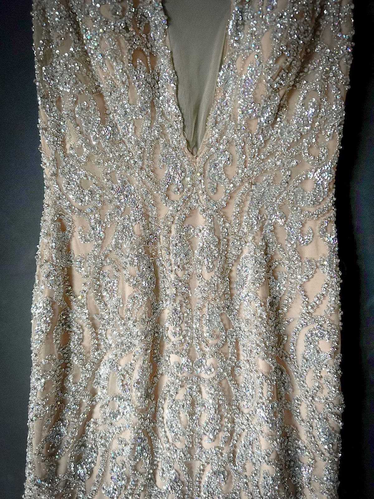 JOVANI Size 6 Pageant Sequined Nude Ball Gown on Queenly