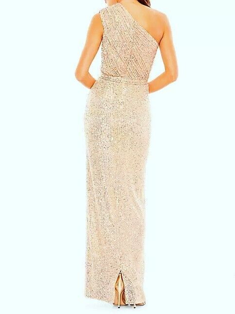 Mac Duggal Size 12 One Shoulder Rose Gold A-line Dress on Queenly