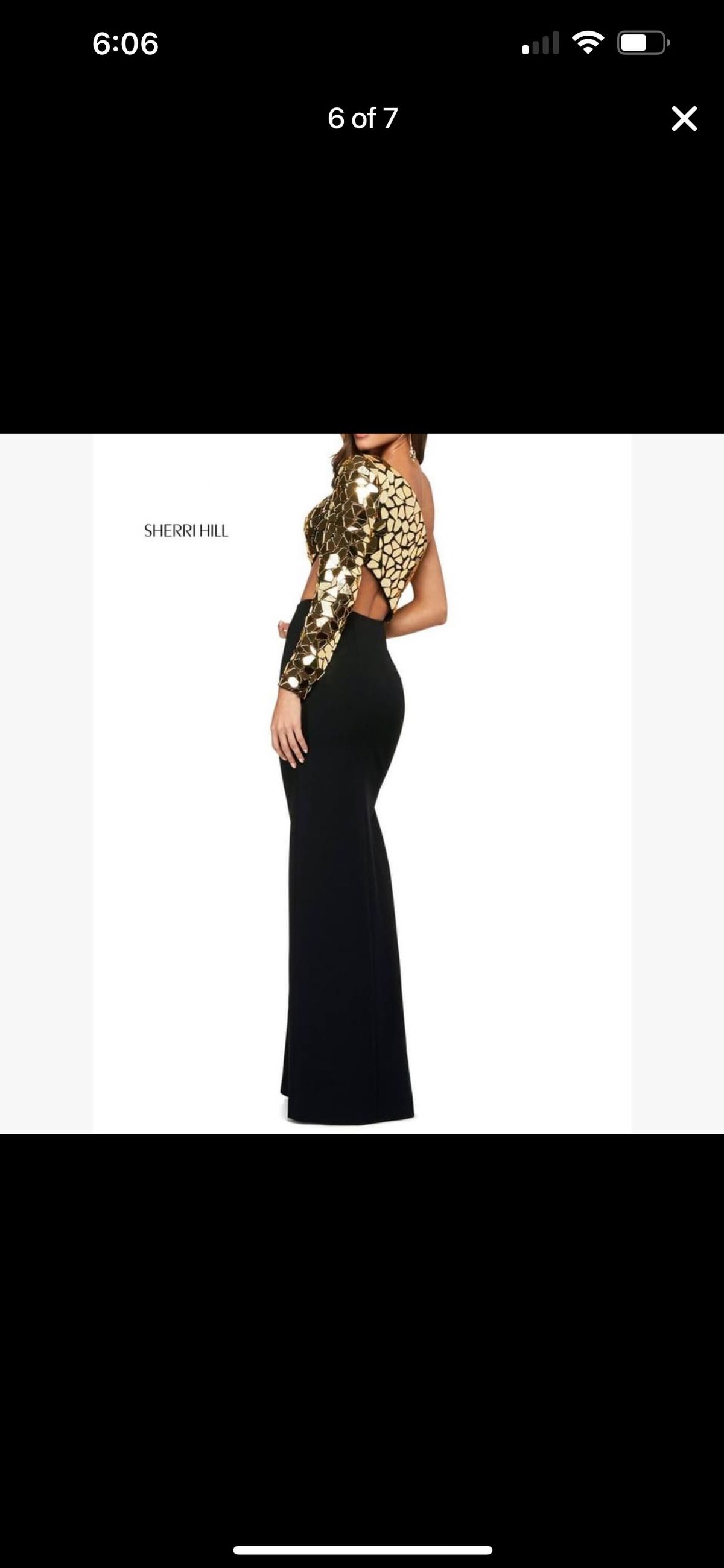 Style 53466 Sherri Hill Size 00 Prom One Shoulder Gold Side Slit Dress on Queenly