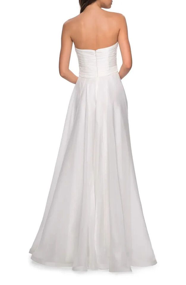 La Femme Size 12 Strapless White Ball Gown on Queenly