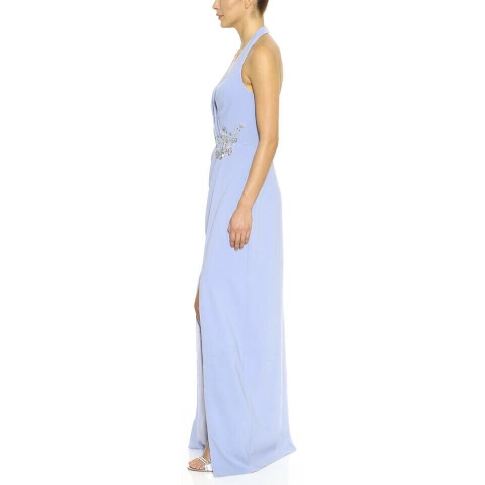 Marchesa Notte Plus Size 16 Prom Halter Blue Side Slit Dress on Queenly