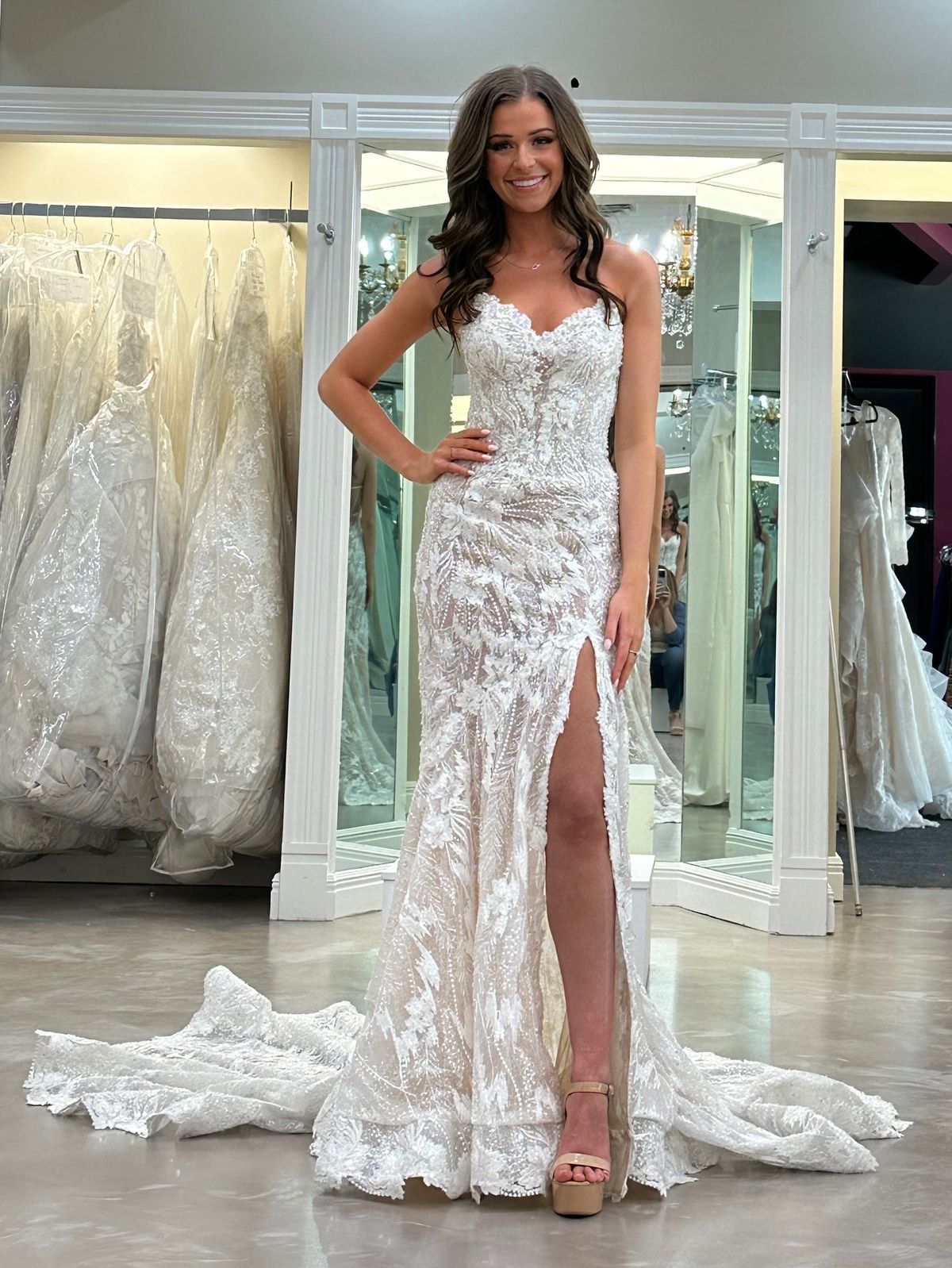 Sherri Hill Size 0 Wedding Strapless Lace White Mermaid Dress on Queenly