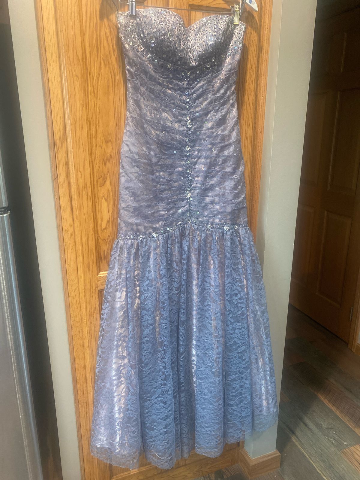 Size 4 Prom Strapless Gray Mermaid Dress on Queenly