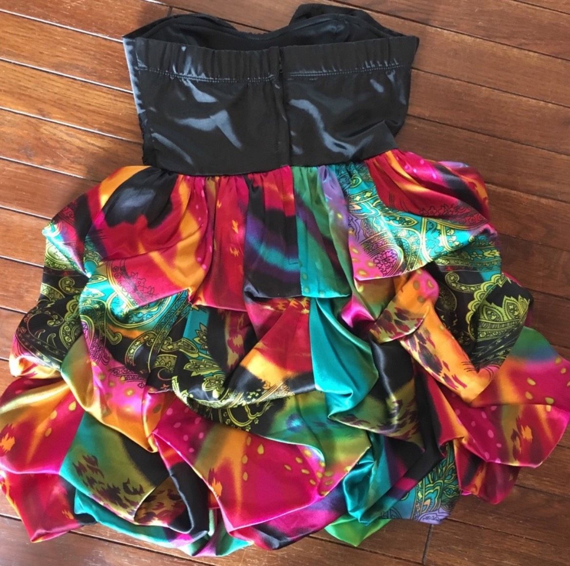 Speechless Girls Size 3 Prom Strapless Satin Multicolor Cocktail Dress on Queenly
