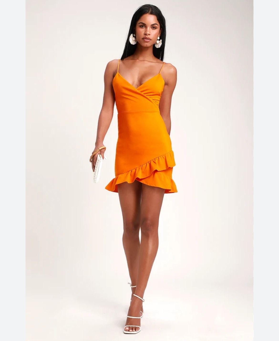 Lulus Size S Nightclub Plunge Orange Cocktail Dress on Queenly