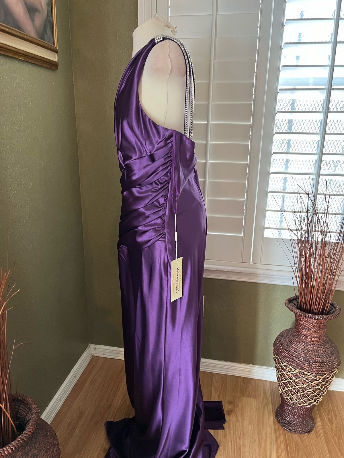 Cinderella Divine Size 3X Wedding Guest Plunge Purple A-line Dress on Queenly
