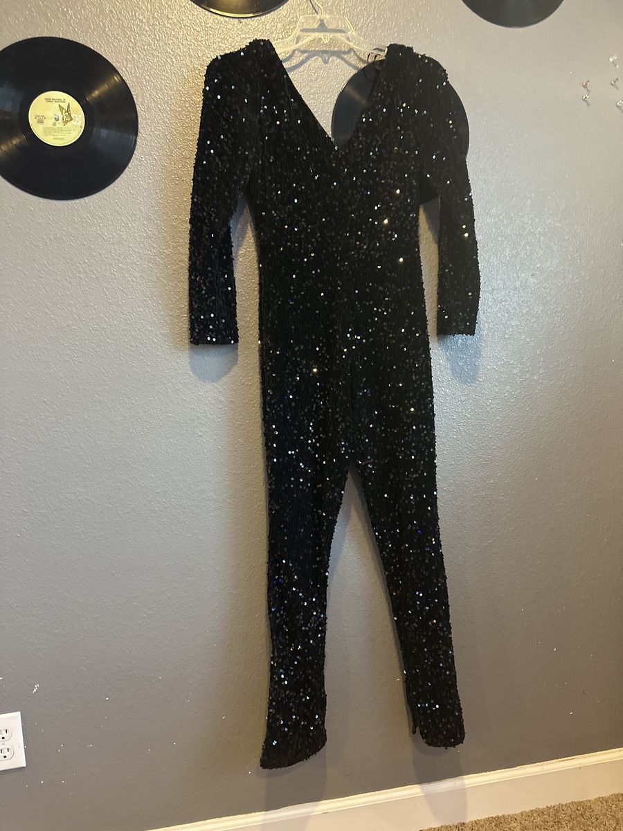 Alyce Paris Size 10 Prom Long Sleeve Black Formal Jumpsuit on Queenly