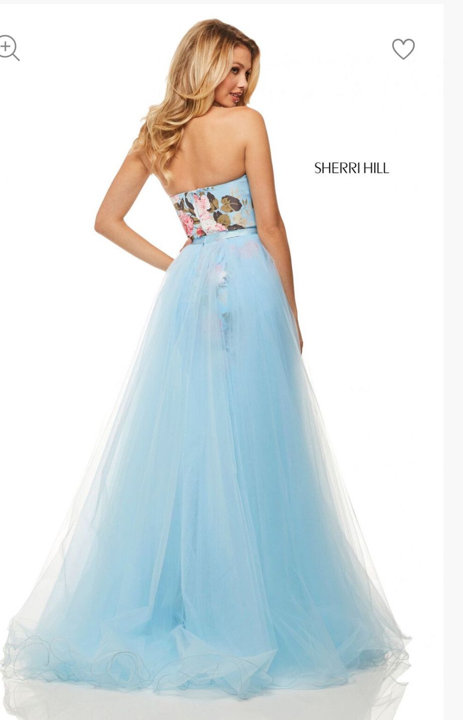 Style 528695828 Sherri Hill Size 8 Strapless Floral Blue Mermaid Dress on Queenly