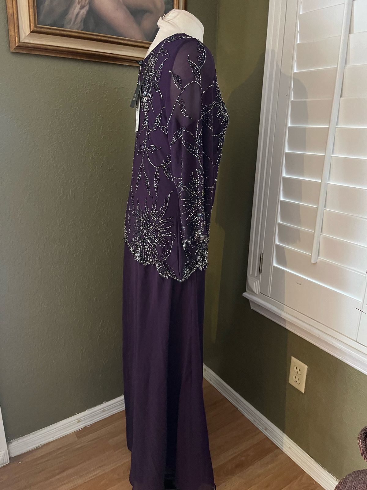 Jkara Size 10 Wedding Guest Long Sleeve Purple A-line Dress on Queenly